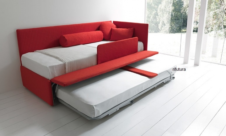 Letto singolo BZ-LINE 4 ANGOLO con seconda rete estraibile o cassetti  estraibili