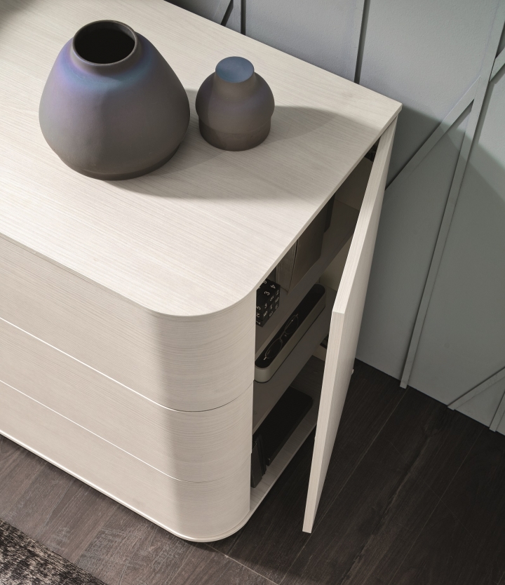 Comò cassettiera AF-SCUDERIA L120 H79 cm bianco opaco e rovere